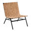 Fauteuil en cuir tressé brun avec dossier Mid-Century