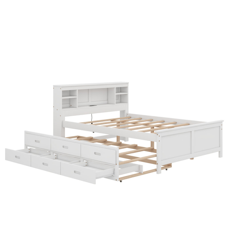 Lit plateforme double avec tête de lit Mercato, Blanc