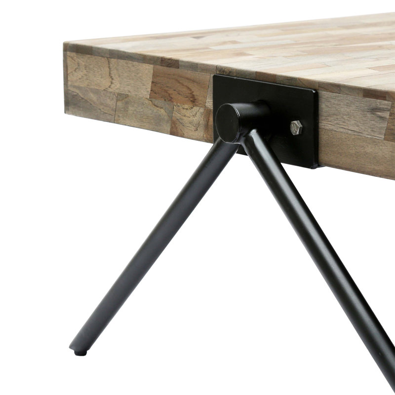 Delliah Square Industrial Mango Wood and Iron Coffee Table, Black/Gray