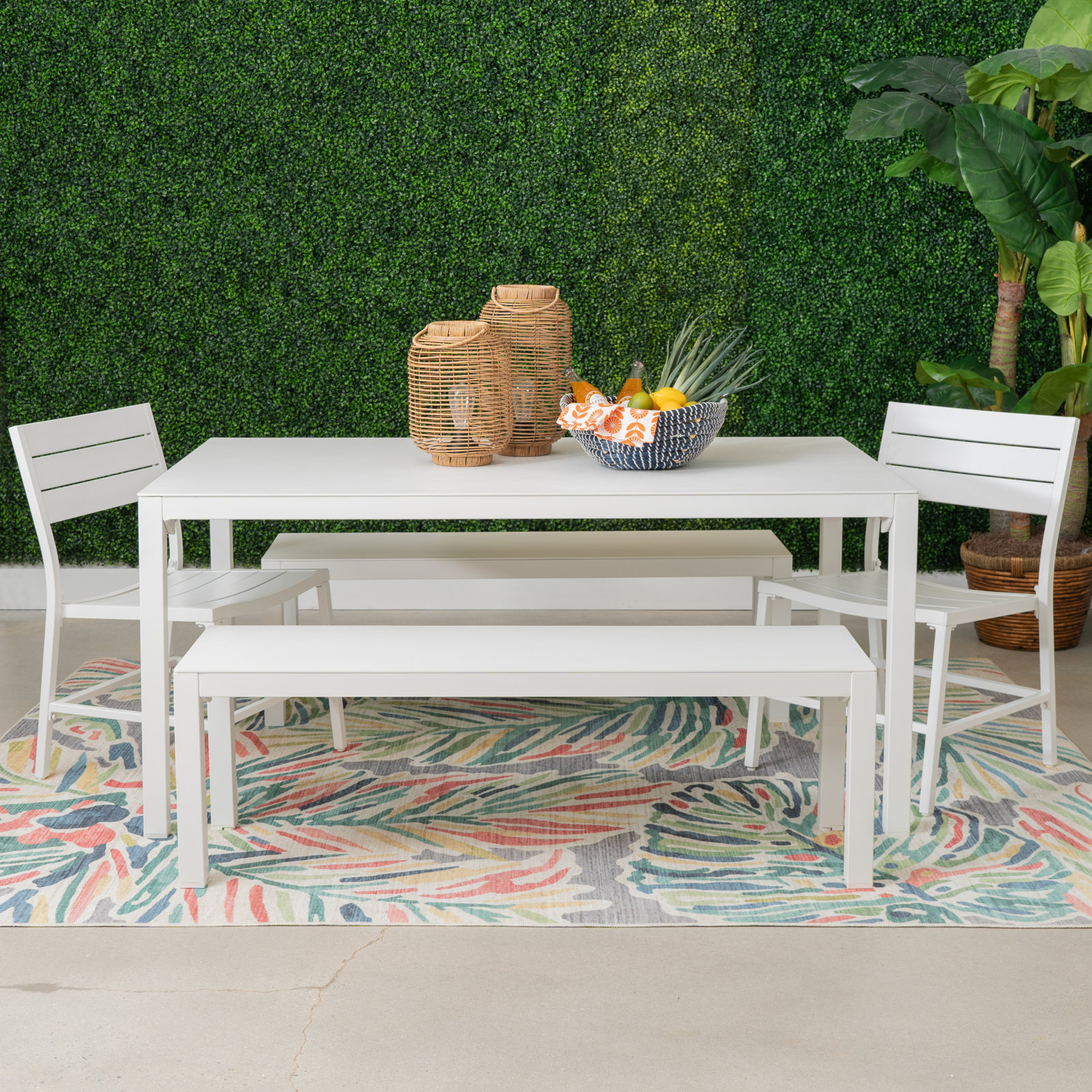 Armando 38" Patio Dining Set, White