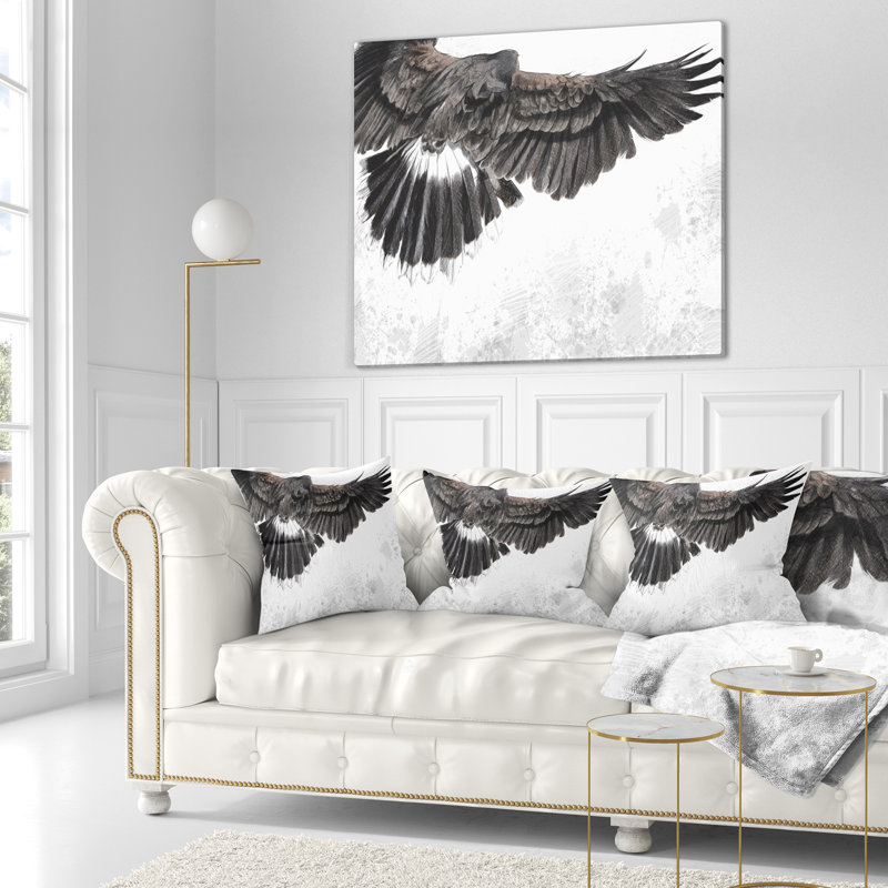 Aigle volant bas - oreiller imprimé animal, 16 po x 1 po, Coussin décoratif