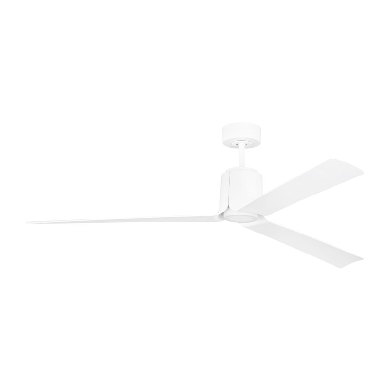 Tennant Indoor Ceiling Fan with Threaded Downrod, Matte White ABS blades and Handheld Remote, Matte White/Matte White