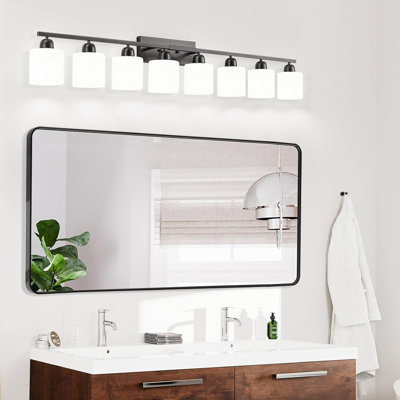 Luminaire de meuble-lavabo de salle de bain avec abat-jour en verre givré, applique murale réversible pour miroirs dans la chambre à coucher, fabrication en métal robuste et douilles E26 résistantes à la chaleur