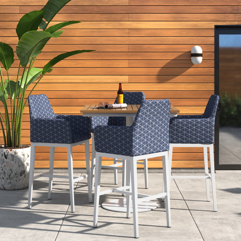 Oland & Travira 4 - Person Square 38" Long Powder Coated Aluminum Outdoor Dining Set