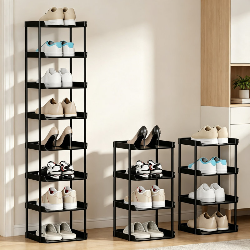 8 Pair Shoe Rack, Black