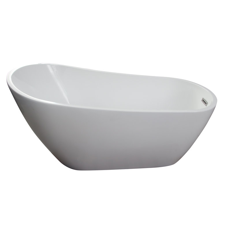 Lorenzo 60 " L x 27.5 " W Freestanding and Mounting / Installation Required Soaking Acrylic Bathtub, White