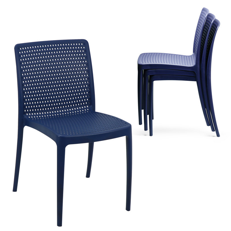 Tramontina Isabelle Stackable Dining Chairs – Stylish Ventilated Seating for Indoor or Outdoor Use, Blue