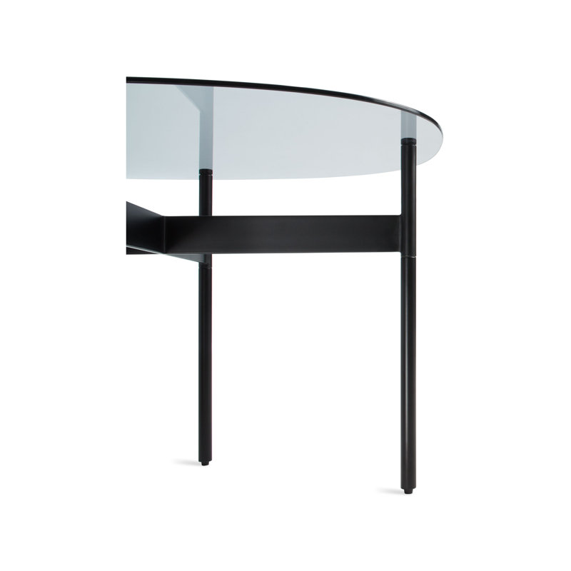 Flume Glass Top Coffee Table, Clear/Putty, 14" H x 47" W x 31" D