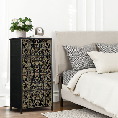 4 Drawer Dresser for Bedroom, Narrow Chest of Drawers, Wooden Top and Study Iron Frame 18"x37.5"-(WxH)