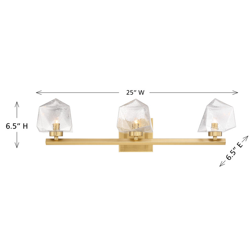 Luminaire de meuble-lavabo à 3 lumières Summit en laiton chaud, Laiton, 25 po de largeur, Trois lumières