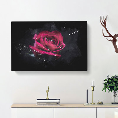 Abstract Red Rose - Wrapped Canvas Painting