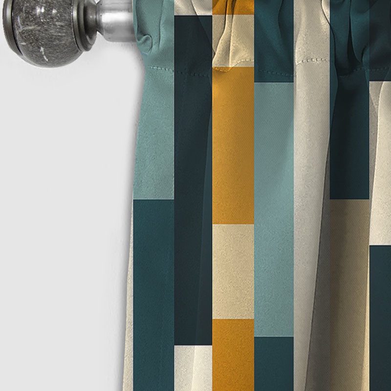 Sleek Midcentury Stripes - Rideau Mid-Century - Rideau occultant géométrique - 1 panneau, L 52 po x L 63 po