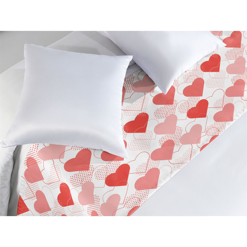 Chemin de lit Ambesonne Vintage Valentine Love Arty Hearts Coral Blush, Très grand lit