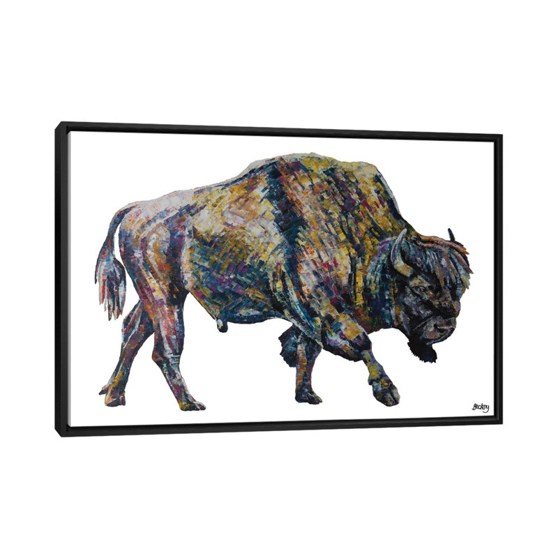 «Buffalo», reproduction d'art sur toile, H 18 po x l 26 po x P 1,5 po, Pas de tapis, Toile avec cadre noir