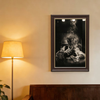 Antique Gold Framed，Canvas Wall Art for Living Room, Bedroom, Office or Entryway – Decorative Wall Decor with Smoke Whiskey
