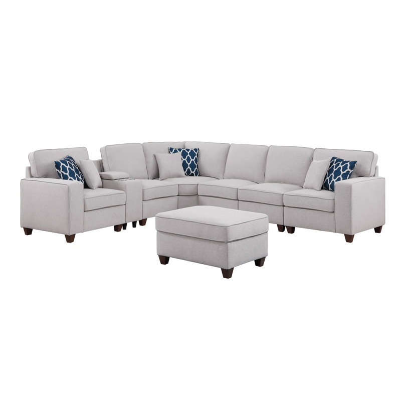 Canapé modulaire moderne avec repose-pieds Sofasam, H 35,04 po x l 110,28 po x P 125,28 po