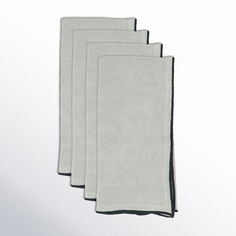 Set of 4 Dartmouth Linen No Pattern Square Napkins, Blue-Grey