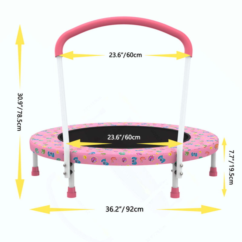 Mini trampoline d'intérieur pour enfants de 1 à 6 ans avec poignée extérieure pour enfants