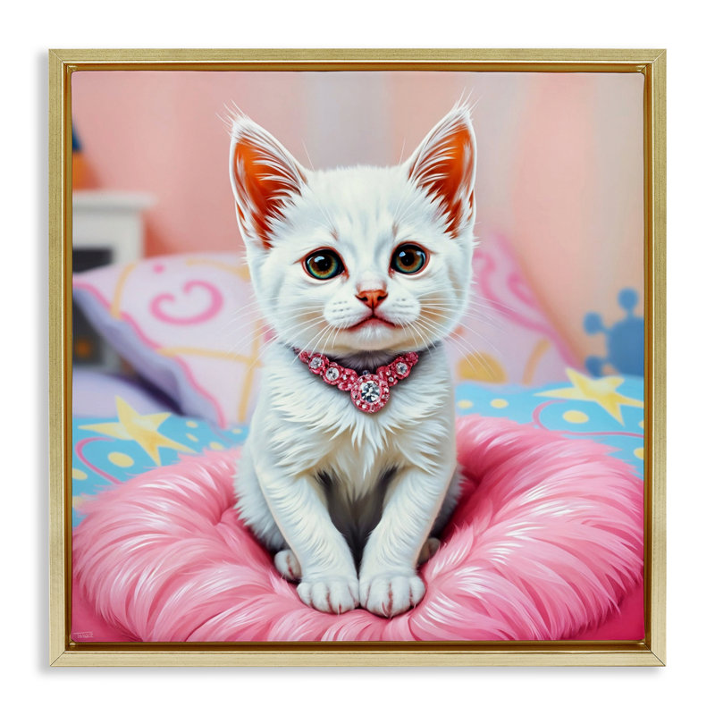 Cadre flottant Diamonds & Cuddles Kitten, conception de Tabz Jones, H 18 po x l 18 po, Doré
