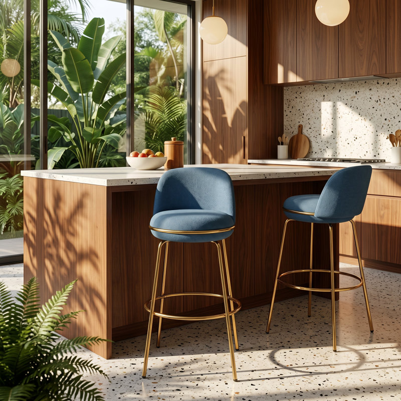Ensemble de 2 tabourets de bar plaqués or l 20,25 po x P 18,75 po x H 37,75 po Rio Claro