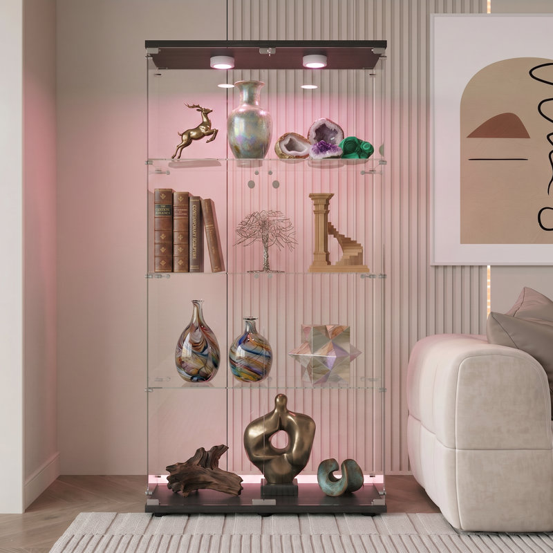 80.5 cm W Display Cabinet with Lighting, Black