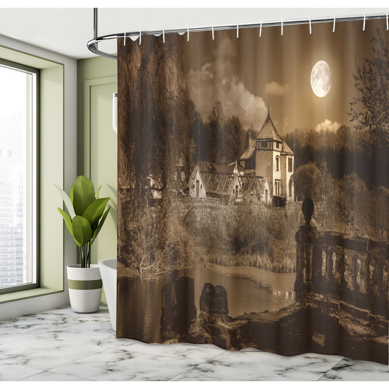 Ensemble de rideau de douche gothique + crochets, H 75 po x l 69 po