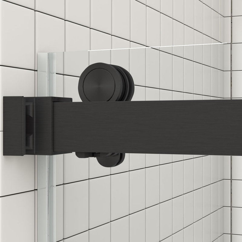 60" W X 76" H Double Sliding Frameless Shower Door with 5/16"(8mm) Clear Tempered Glass, Matte Black