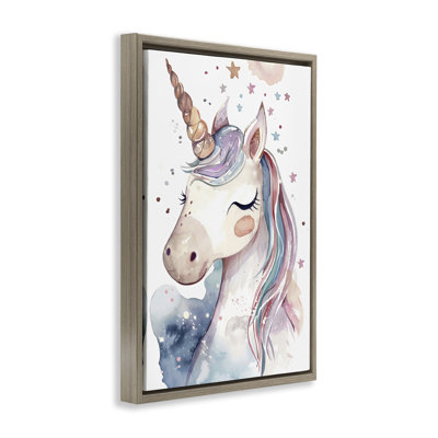 Cute Unicorn under Stars Floating Frame, design by Creative Studio