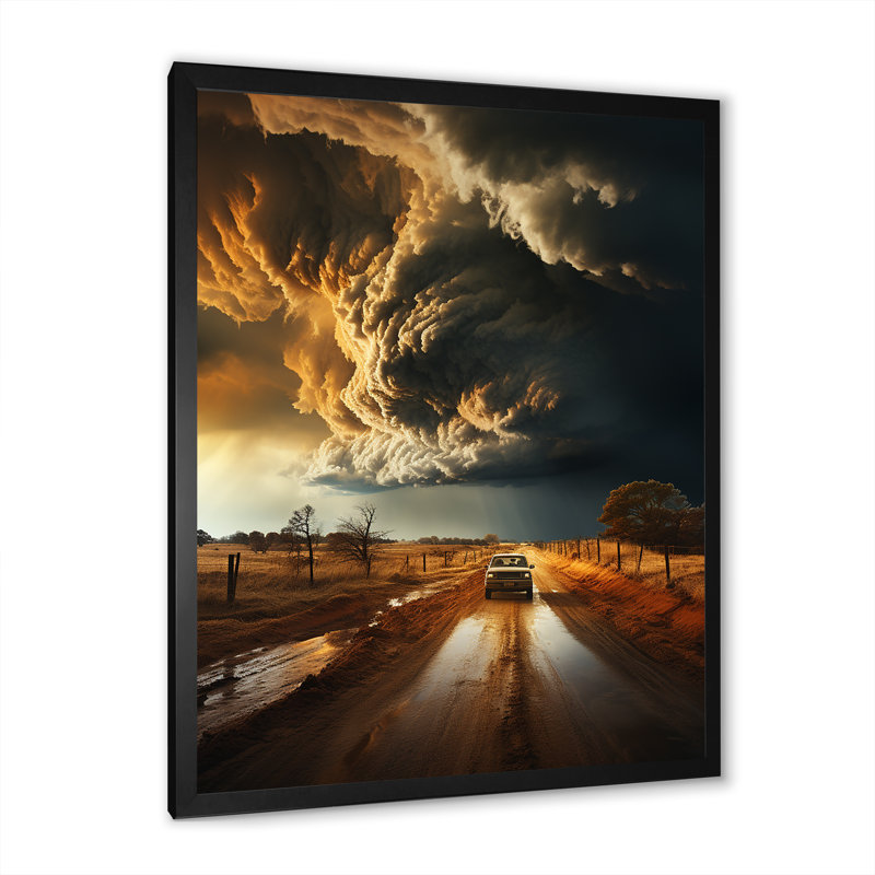 Baidland " Storm Raging Vortex I ", 20" H x 12" W x 1" D, Black Picture Framed