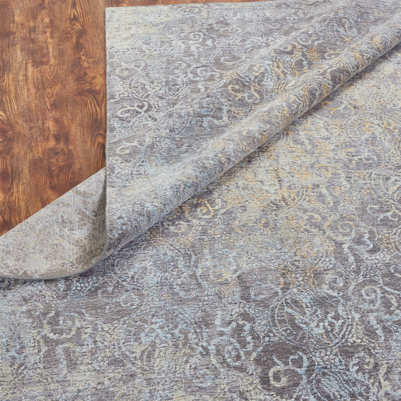 Hand Knotted Abstract Area Rug in Gray, Rectangle 12' x 15'