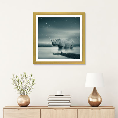 «Rhino Zen Gray Blue» par Soaring Anchor Designs - impression d'art graphique