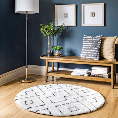 Sofie Modern Shag Performance White Rug