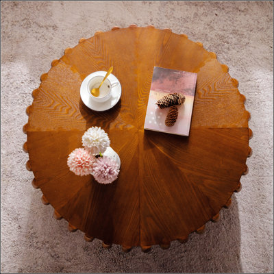 38.58" Ribbed Wave Round Coffee Table
