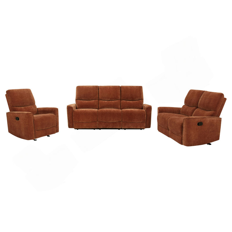 Ensemble de canapé inclinable 3 pièces Trask Burnt Orange, Burnt Orange