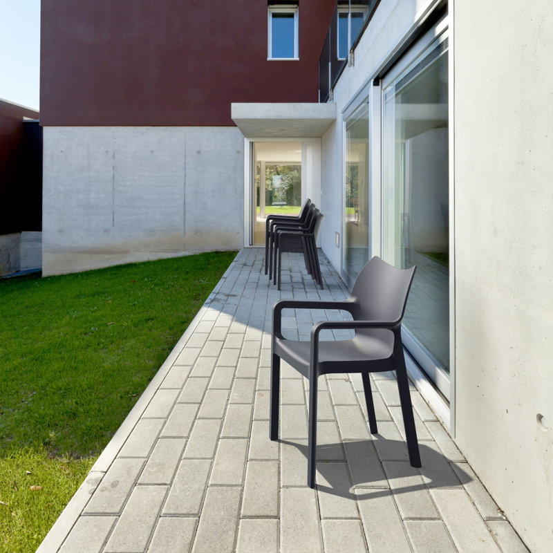 Chaise de patio empilable Adrian, Gris foncé