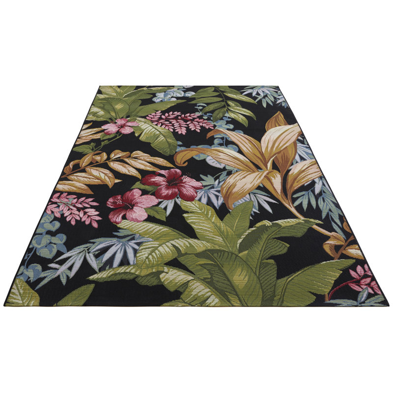 Flowers Green/Red Indoor/Outdoor Rug, Rectangle 120 x 180cm