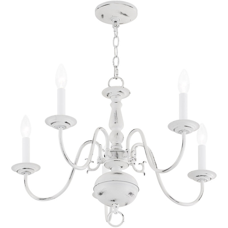 Lustre classique à 6 lumières de style bougie Benedetto, Blanc antique, 5