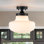 Single-Light Ribbed Milk Glass Flush Mount