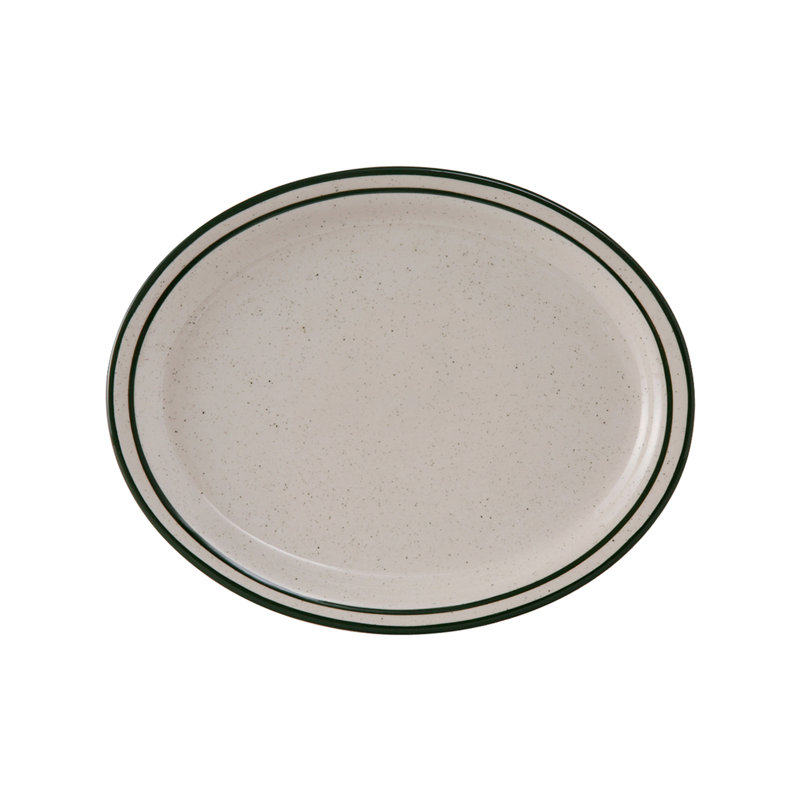 Tuxton Emerald Ceramic Platter, 1" H x 13.25" W x 10.5" D