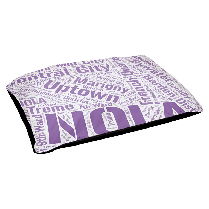 Coussin de chien « districts », Très grand (H 17 po x l 50 po x P 40 po), Mauve, Nouvelle-Orléans
