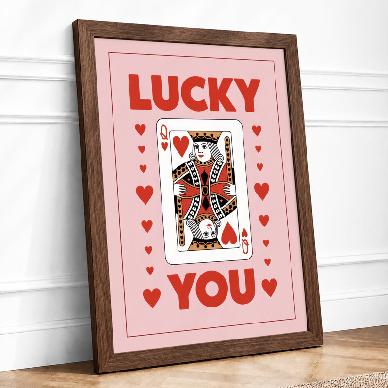 Lucky You Retro - Framed Print, A2 - 59.4 x 42.0 cm, Walnut