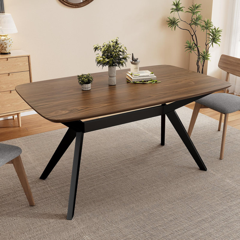 Table de salle à manger en bois, noyer et noir