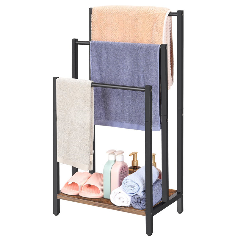 Ajena Towel Rack, Black/Brown
