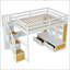 Lit mezzanine double avec bureau et tablettes-497006586