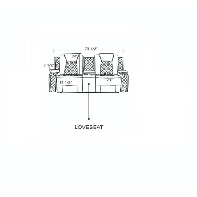 Tiana 73.5" Power Recliner With Middle Console,led Lighting Loveseat, Red