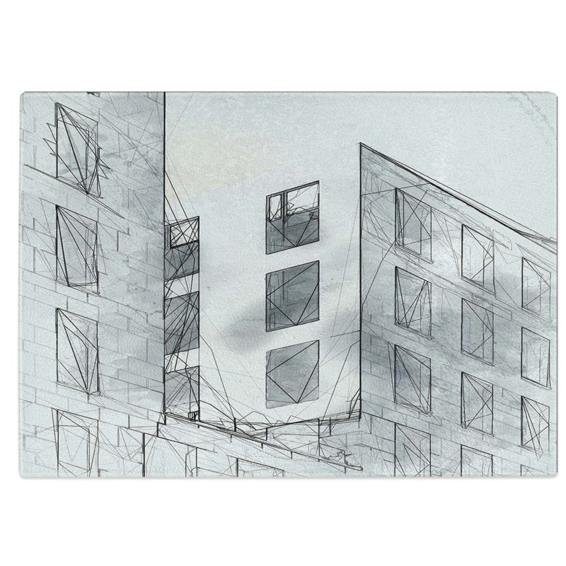 Tempered Glass Sketching the Architecture Vol.45 Chopping Board, 39 cm W x 28.5 cm L
