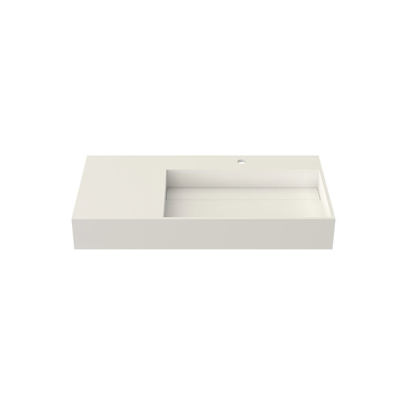 Stone Resin Solid Surface Bathroom Sink, 36.87 In Depth, 18.56 Width, 5.04 Height, 52.8 Lb Weight, Matte White, Adaptable To Various Decorations, High - Grade Durability, Wall Mounted Or Countertop