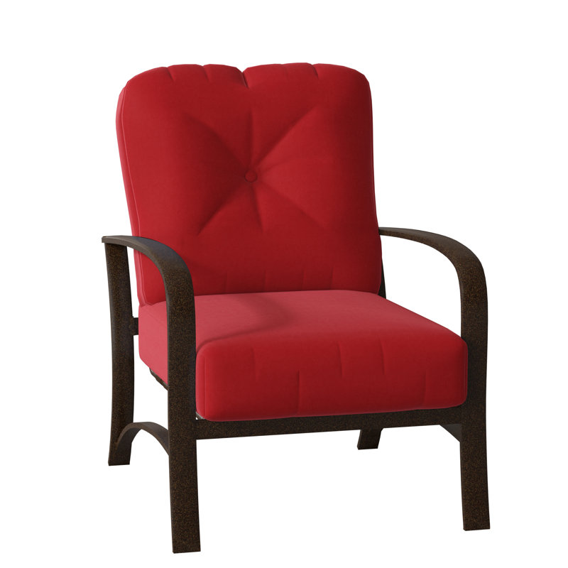 Fremont Outdoor Lounge Chair, Chestnut Brown, Spectrum Indigo Sunbrella® Plainweave