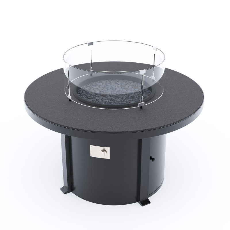 Round Cal Sil Aluminum Propane/Natural Gas Fire Pit Table, Dark Gray
