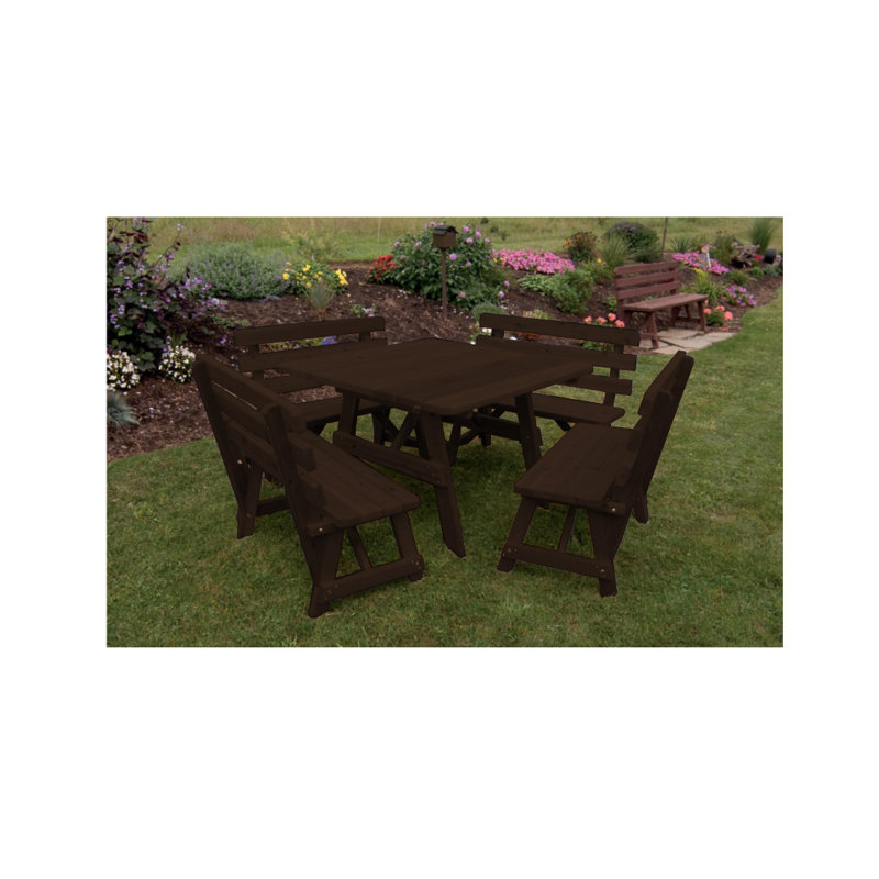 Solid Wood Top Dining Set, Walnut